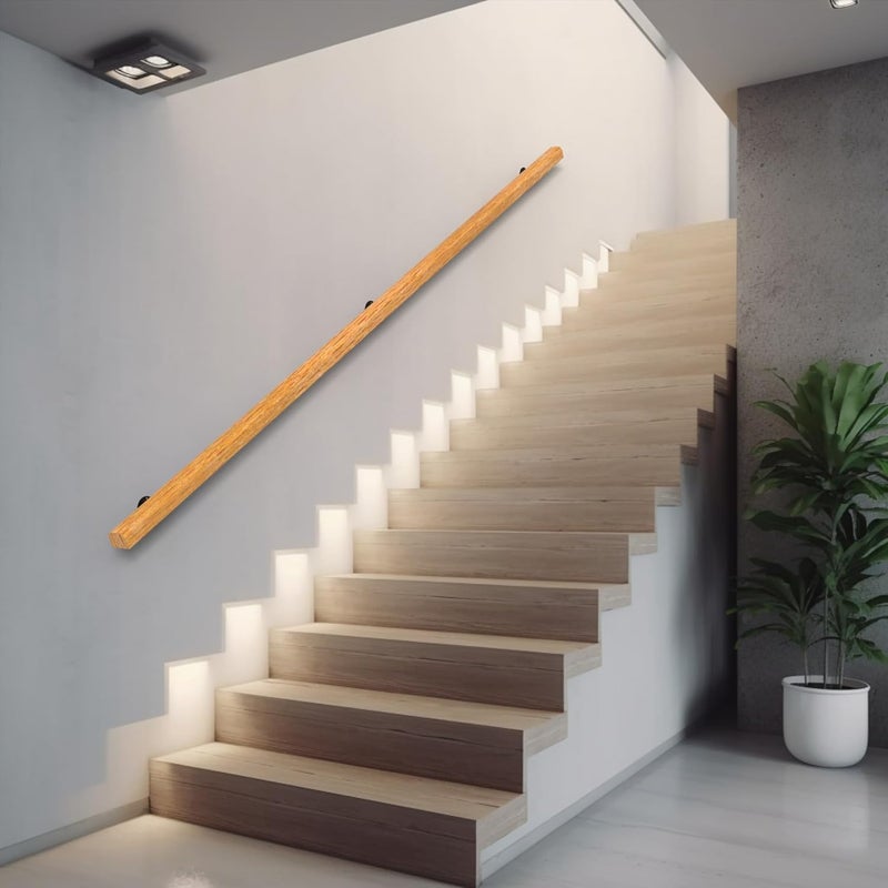 YEOOE 6FT Wood Stair Handrails Wall Mount, Hand Railings for Stairs Indoor Outdoor, Non-Slip Staircase Handrail for Corridor, Lofts, Patio, Kindergarten Guardrail (Size: 6ft) - Image 4